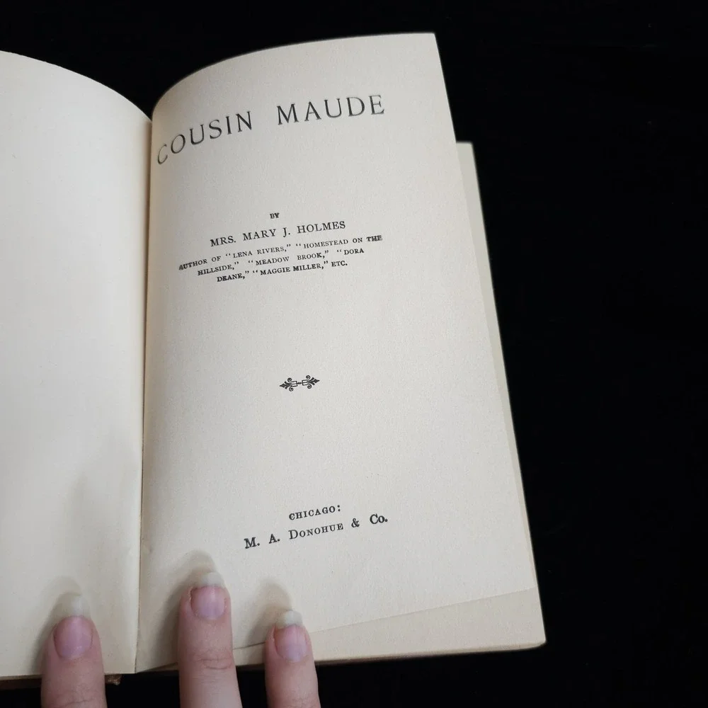 Cousin Maude Antique Book W Beautiful Lady Cover Antiquarian Novel Mary J Holmes